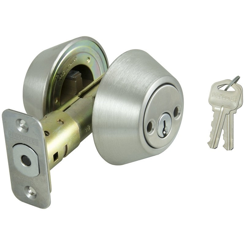 ProSource D262-RU5V Deadbolt, 3 Grade, Stainless Steel, 2-3/8 to 2-3/4 in Backset, KW1 Keyway (Pack of 3)