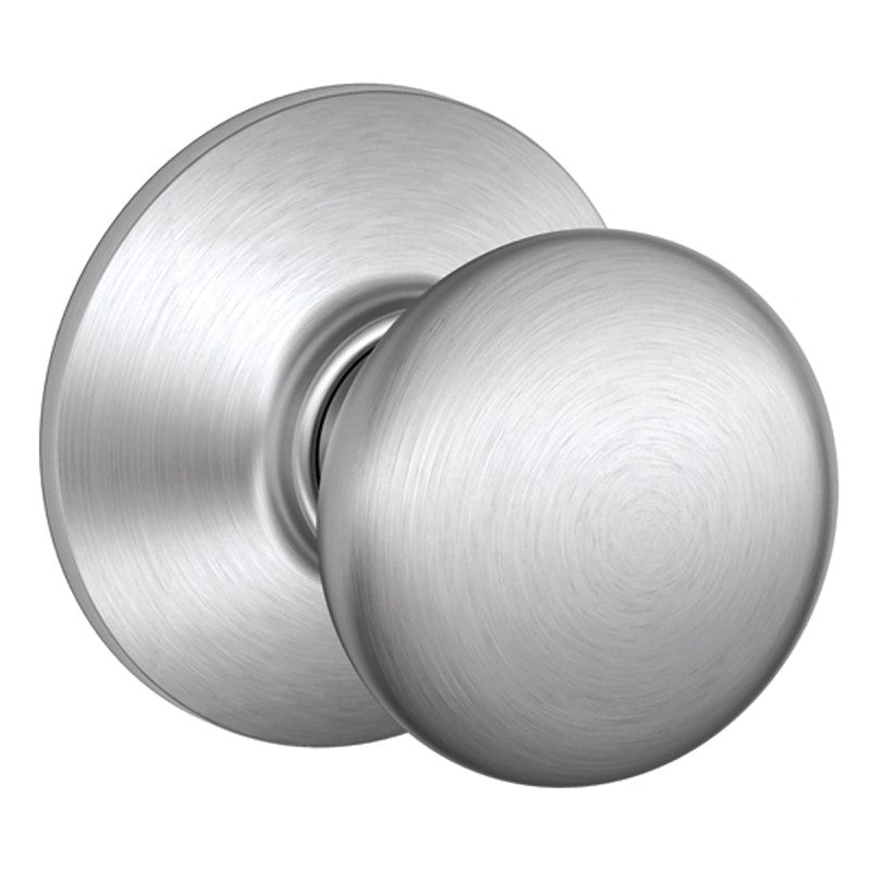 Schlage F Series F10CSV 626 Passage Knob, Round, 2.31 in L x 2.75 in W x 2.75 in H Dimensions, Metal, Satin Chrome