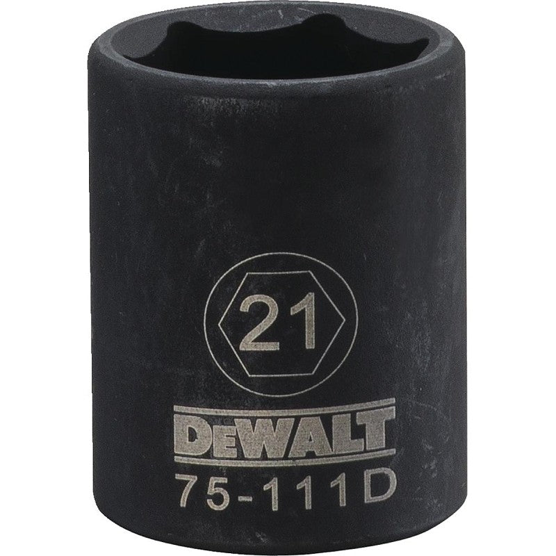DEWALT DWMT75111OSP Deep Impact Socket, 21 mm Socket, 1/2 in Drive, 6-Point, Steel, Black Oxide