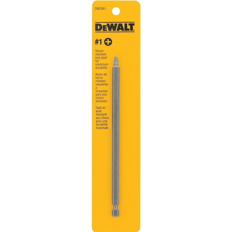DEWALT DW2061 Power Bit, #1 Drive, Phillips Drive, 1/4 in Shank, Hex Shank, 6 in L, Tool Steel