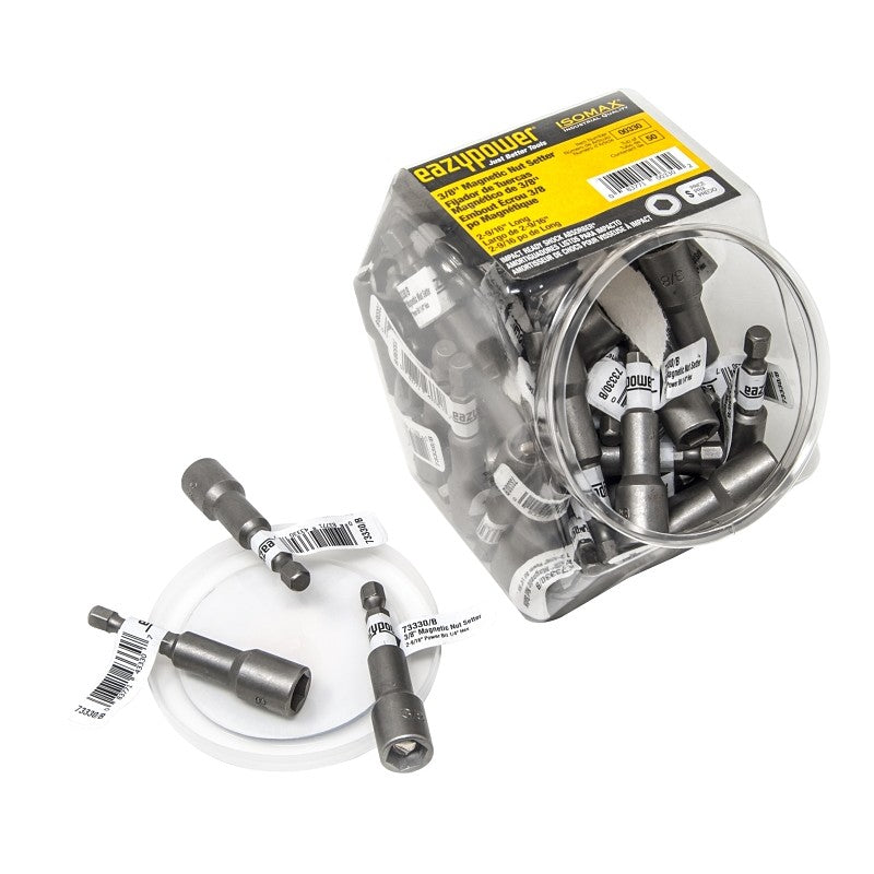 Isomax 00330 Series Nutsetter, 2-9/16 in L Dimensions, Magnetic, Steel, 3/8 in Hex Drive