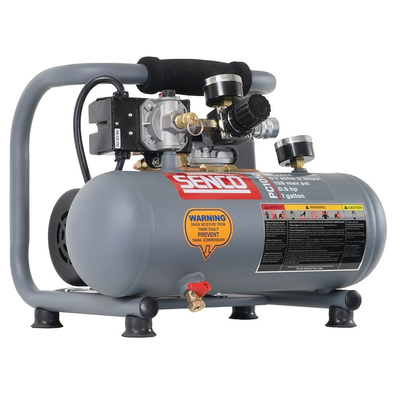 Senco PC1010 Air Compressor, Tool Only, 1 gal Tank, 0.5 hp, 115 V, 125 psi Pressure, 0.7 scfm Air