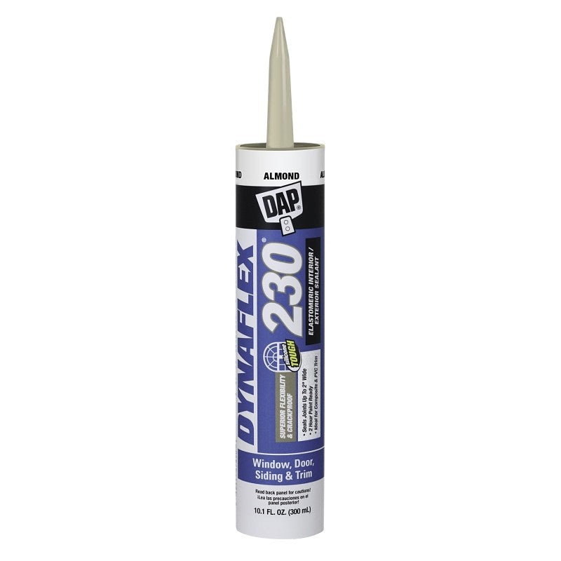 DAP DYNAFLEX 230 Series 18306 Silicone Sealant, Almond, 1 day Curing, 40 to 100 deg F, 10.1 oz Cartridge (Pack of 12)