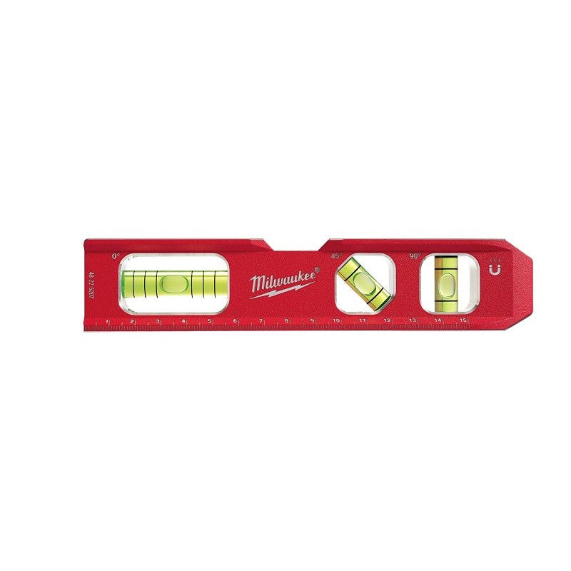 Milwaukee 48-22-5207 Compact Billet Torpedo Level, 10-1/2 in L, 3-Vials, Magnetic, Aluminum