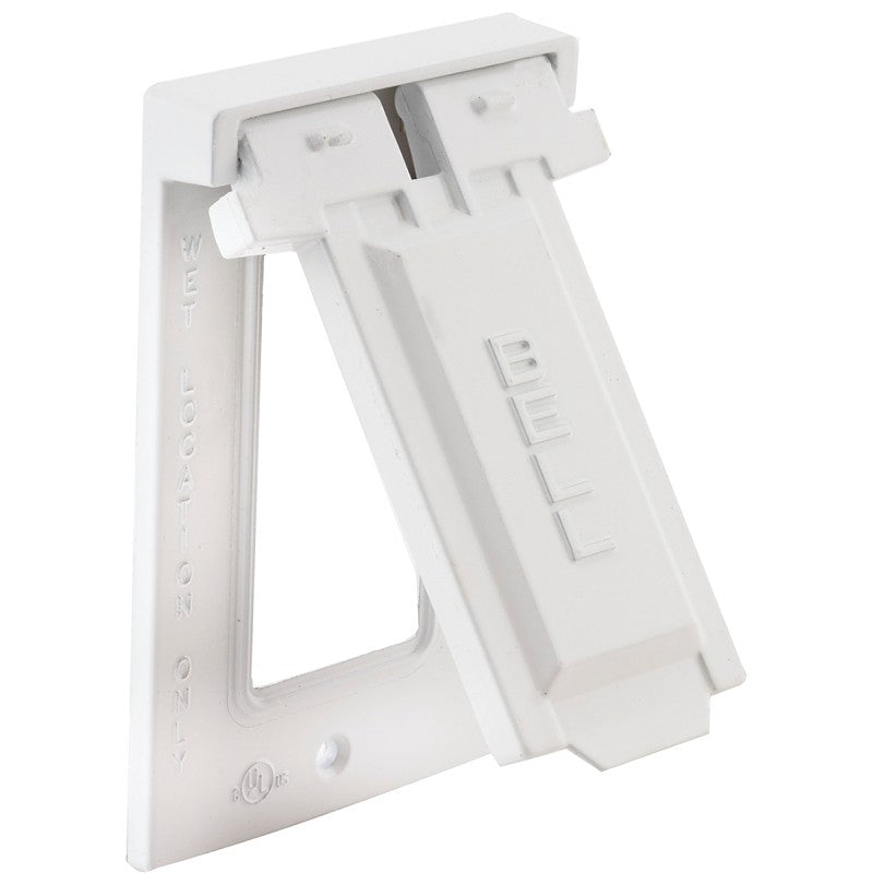 Hubbell 5103-1 Cover, 4-9/16 in L, 2-13/16 in W, Metal, White, Powder-Coated