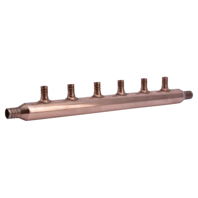 SharkBite 22788A Manifold, 3/4 in Inlet, 6-Outlet, 1/2 in Outlet, Copper, 160 psi Pressure