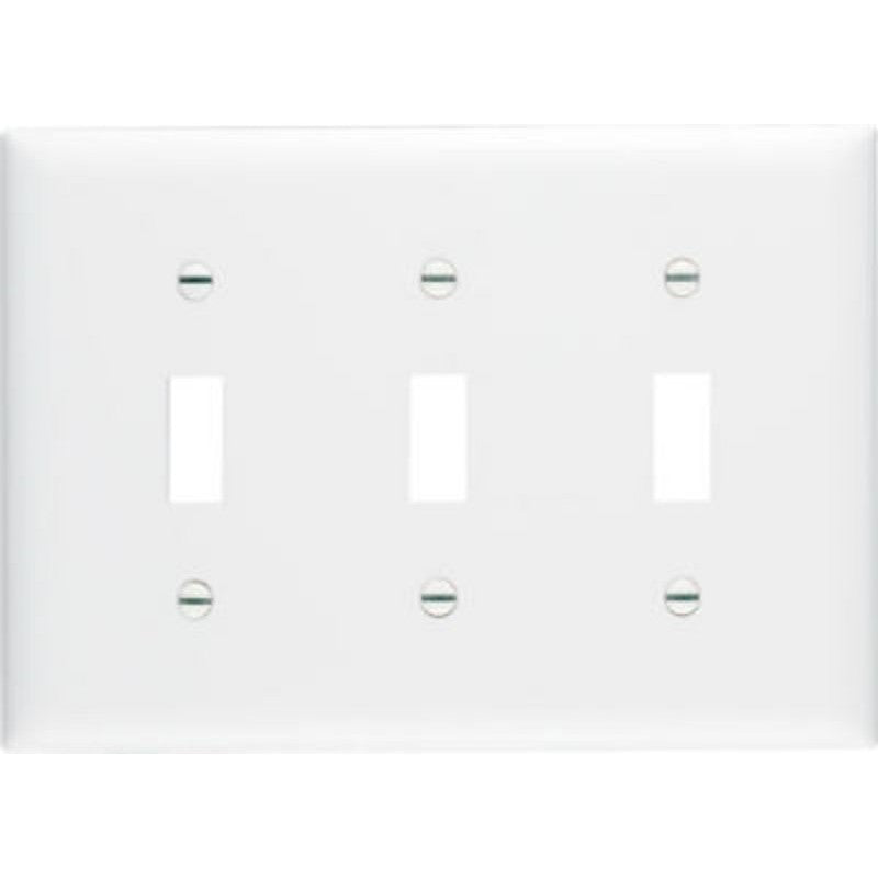 Legrand TP3WCC12 Switch Wallplate, 4.68 in L, 6-1/2 in W, 3 -Gang, Nylon, White