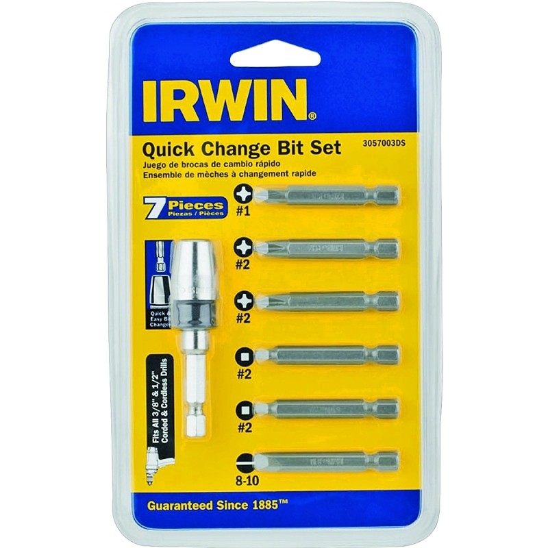 Irwin 3057003DS Bit Set, 7-Piece, Quick-Change, Metal