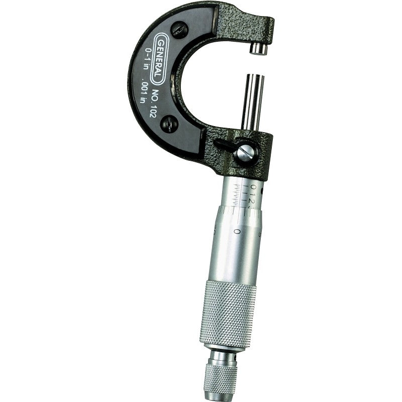 General 102 Utility Micrometer, Functions: SAE, 0 to 1 in, Analog Display