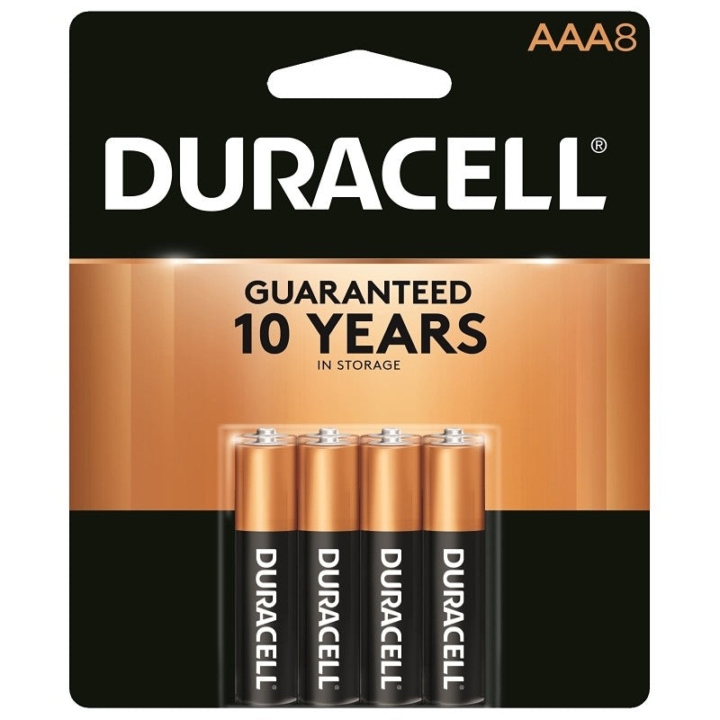 Duracell MN2400B8Z Battery, 1.5 V Battery, 1.15 Ah, AAA Battery, Flat Contact, Alkaline