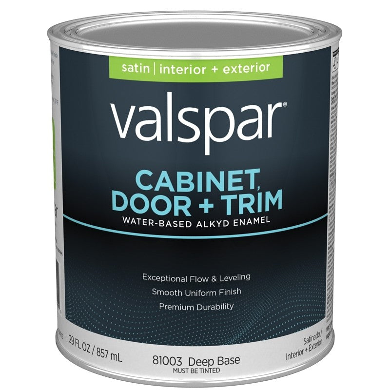 Valspar 8100 028.0081003.005 Cabinet, Door and Trim Paint Enamel, Water Base, Satin Sheen, Deep Base, 1 qt