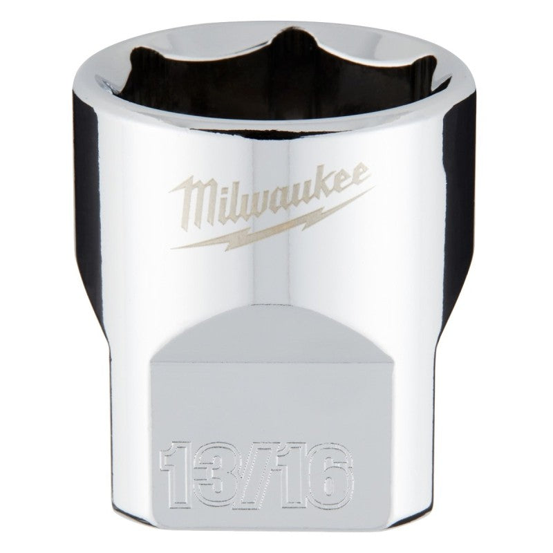 Milwaukee 45-34-9069 Socket, 13/16 in Socket, Standard Socket, 3.543 in OAL, 3/8 in Drive, 6-Point, Chrome