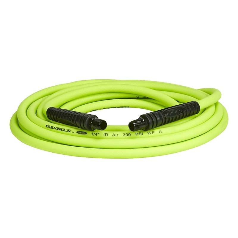 Flexzilla HFZ1425YW2 Premium Air Hose, 1/4 in ID, 25 ft L, MNPT, 300 psi Pressure, Polymer, Green