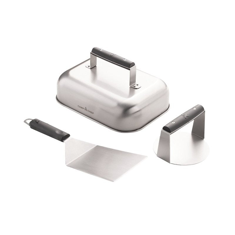 Camp Chef BGSET3 Smashed Burger Kit, Stainless Steel, Soft-Touch Handle