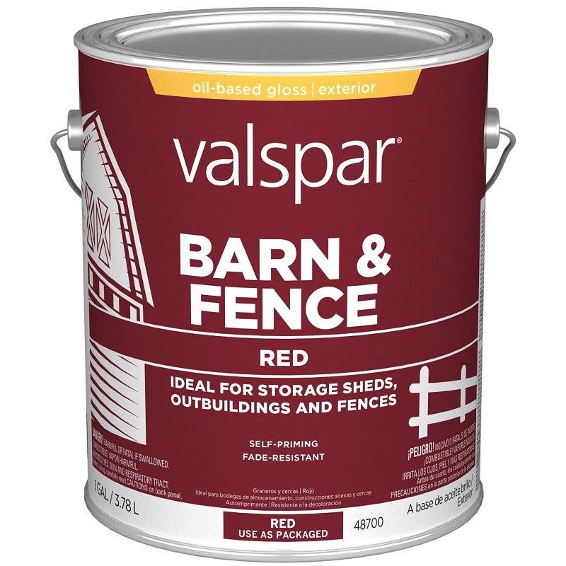 Valspar 018.2121-11.007 Barn and Fence Paint, Red, 1 gal (Pack of 4)