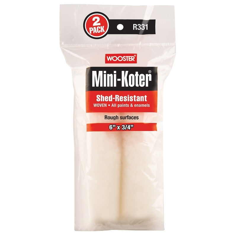 Wooster R331-6 Mini Roller Cover, 3/4 in Thick Nap, 6 in L, Fabric Cover, 2/PK