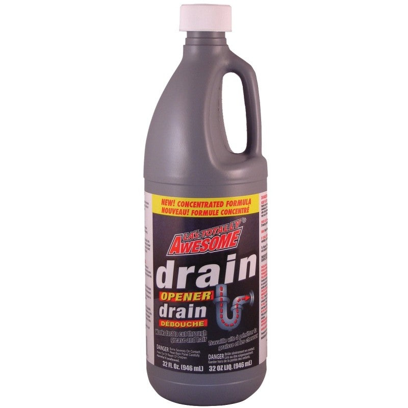 LA's TOTALLY AWESOME 216 Drain Opener, Liquid, Clear, Light Lemon, 32 oz Bottle (Pack of 12)