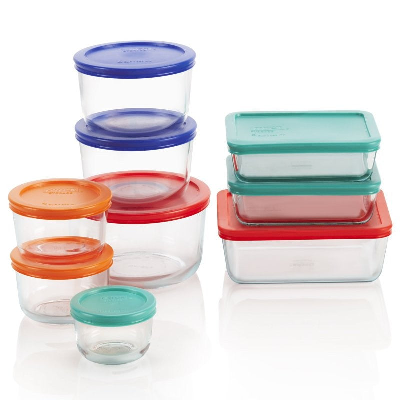 Pyrex 1110608 Storage Set, Rectangle, Round, Glass/Plastic