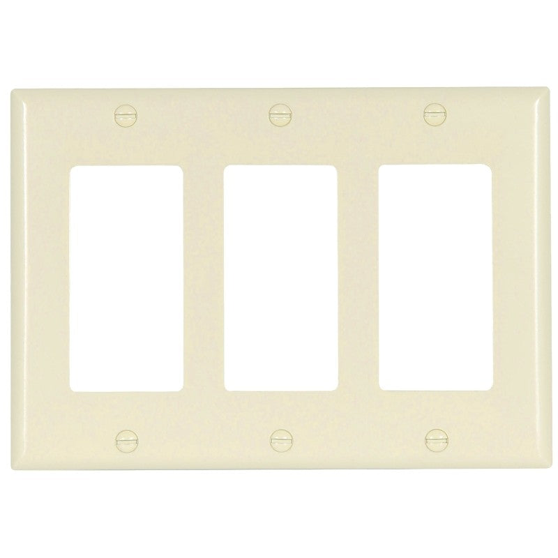 Eaton Cooper Wiring 2163 2163LA-BOX Wallplate, 4-1/2 in L, 6.37 in W, 3 -Gang, Thermoset, Light Almond, High-Gloss