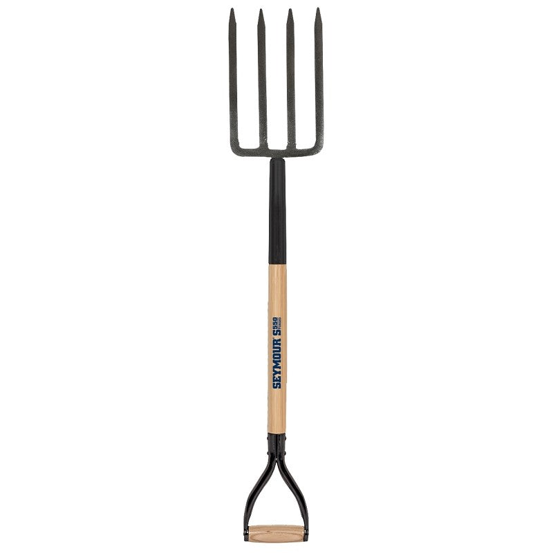 Seymour 49077 Spading Fork, 8 in L Tines, 4-Tine, Steel Tine, Hardwood Handle, 29 in L Handle