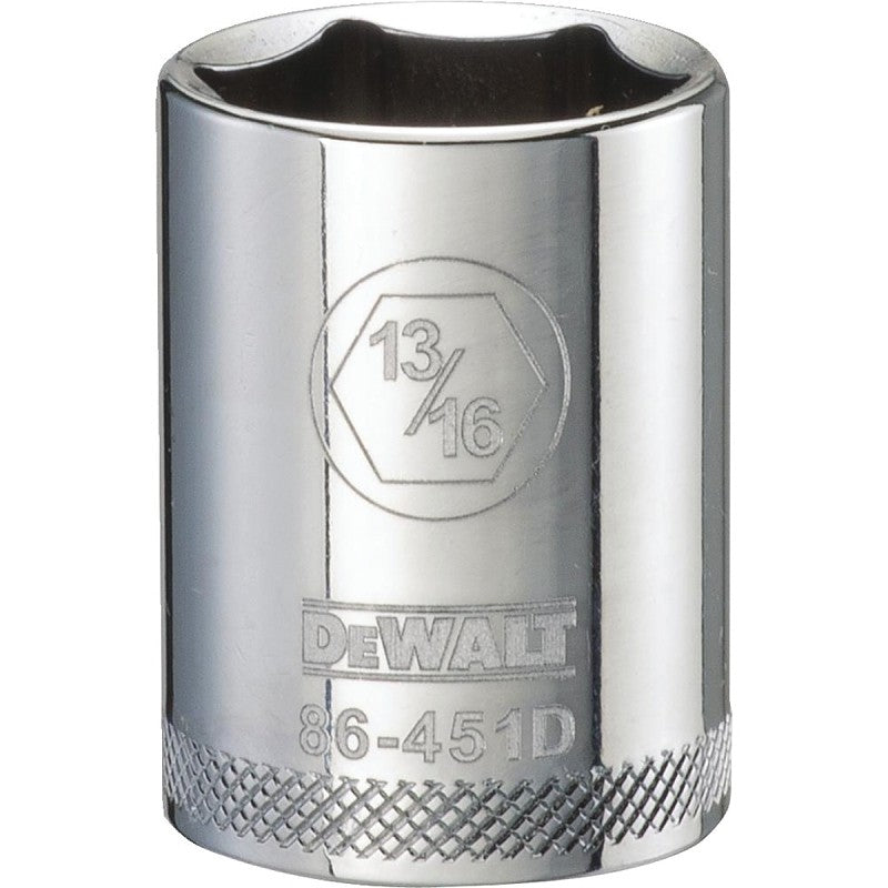 DEWALT DWMT86451OSP Drive Socket, 13/16 in Socket, 1/2 in Drive, 6-Point, Steel, Polished Chrome Vanadium