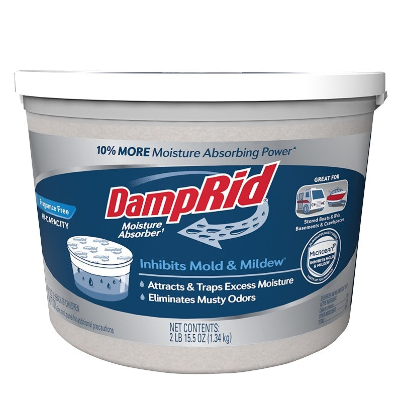 DampRid FG50FFESB Moisture Absorber, 2 lb, Bucket, Pellet, Odorless (Pack of 2)