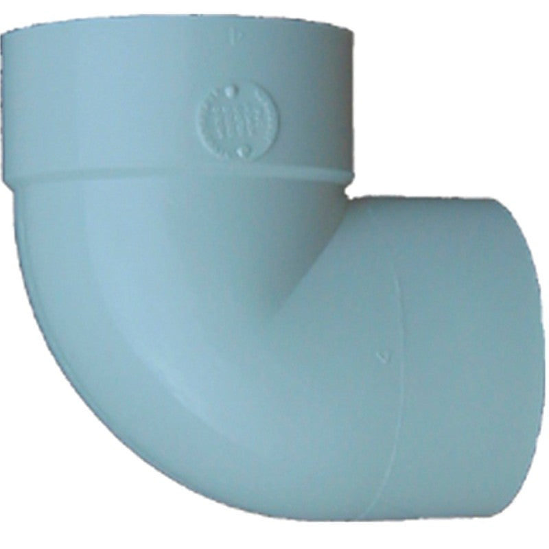 Canplas 414152BC Short Turn Pipe Elbow, 4 in, Spigot x Hub, 90 deg Angle, PVC, White
