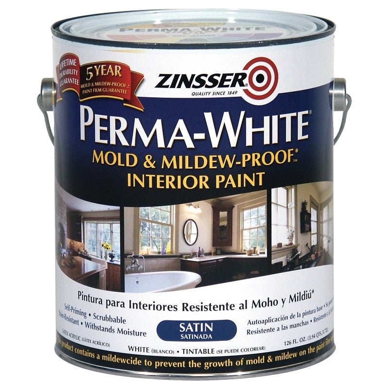 Zinsser 02711 Kitchen and Bath Paint, Satin, White, 1 gal, Can, Water (Pack of 2)