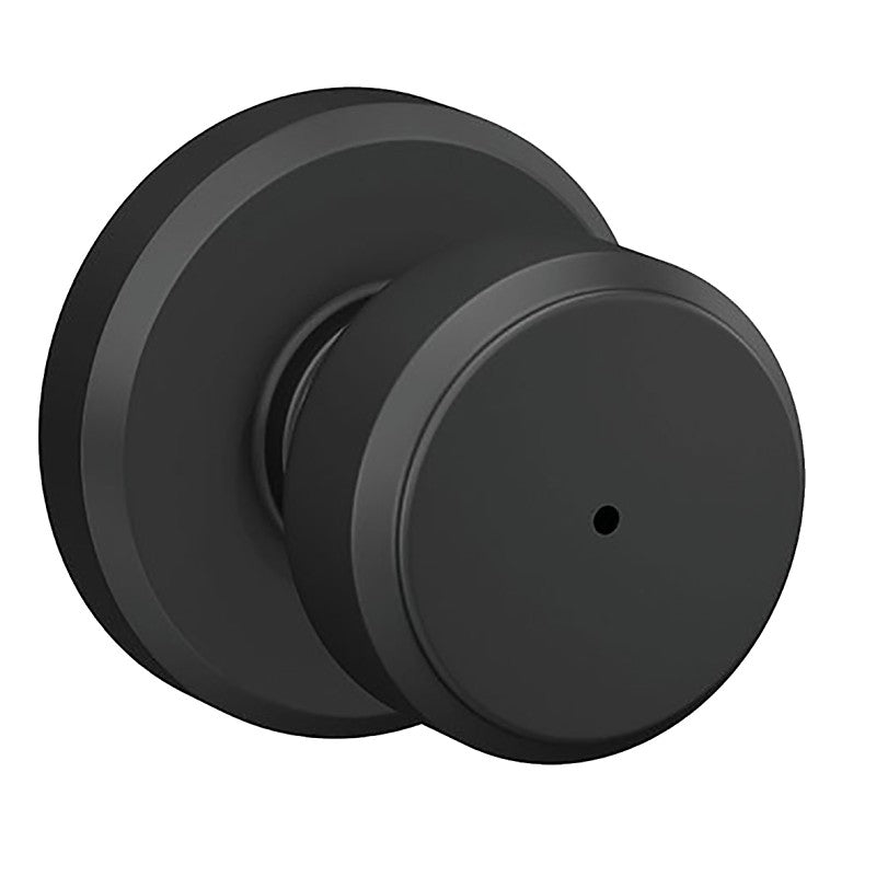 Schlage F Series F40VBWE622 Privacy Lockset, Round Design, Knob Handle, Matte Black, Metal, Interior Locking