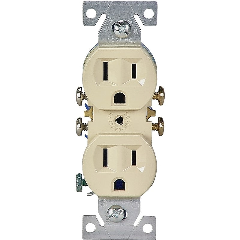 Eaton Wiring Devices C270V Duplex Receptacle, Thermoplastic, Ivory, 2-Pole, 15 A, 125 V, Push-in, Side Wiring, 60 Hz