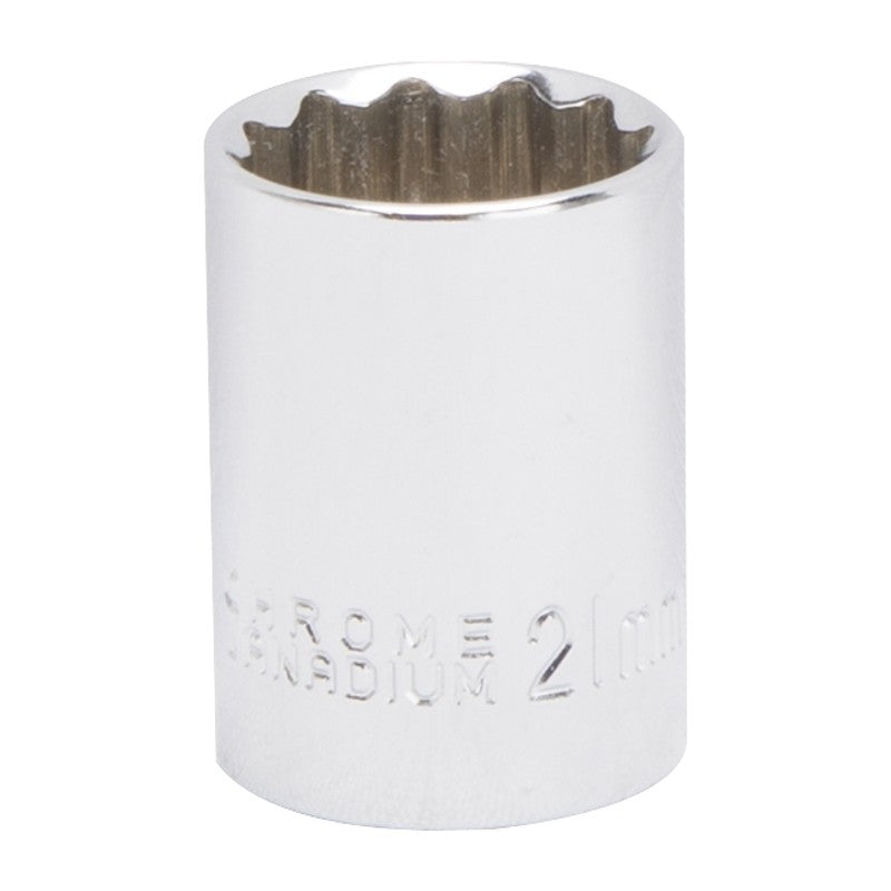 Vulcan MT6531057 Drive Socket, 21 mm Socket, 1/2 in Drive, 12-Point, Chrome Vanadium Steel, Chrome