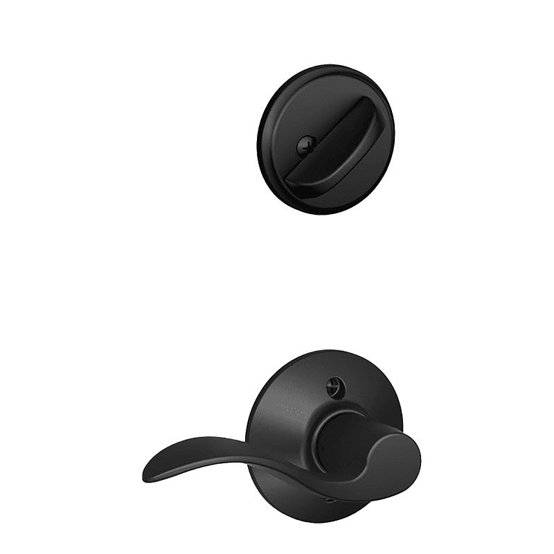 Schlage F59ACC622RH Handleset Interior Trim, Wave, 1 Grade, Thumbturn Lock, Keyed Different Key, Metal, Matte Black