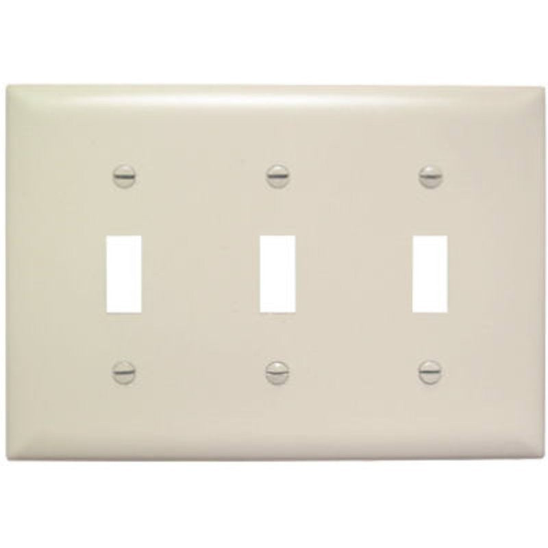 Legrand TradeMaster TP TP3LACC12 Wallplate, 4.6875 in L, 6.563 in W, 3 -Gang, Plastic, Light Almond