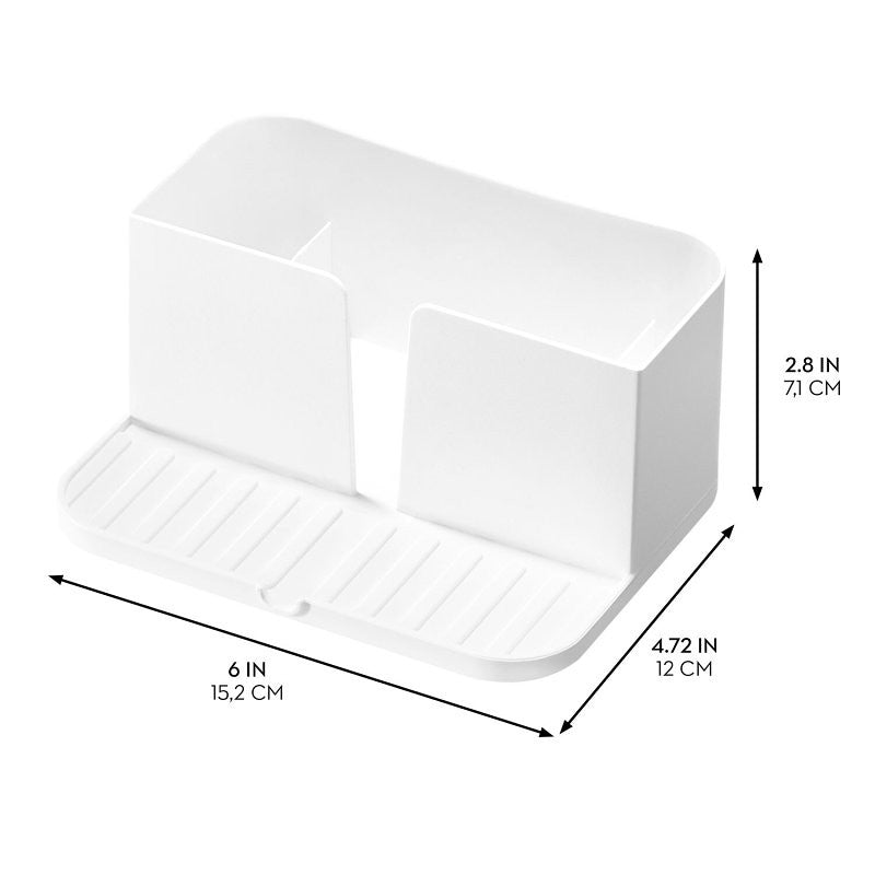 iDESIGN 23038 Sink Caddy, 15.2 cm L, 12 cm W, 7.3 cm H, Polypropylene, White (Pack of 4)