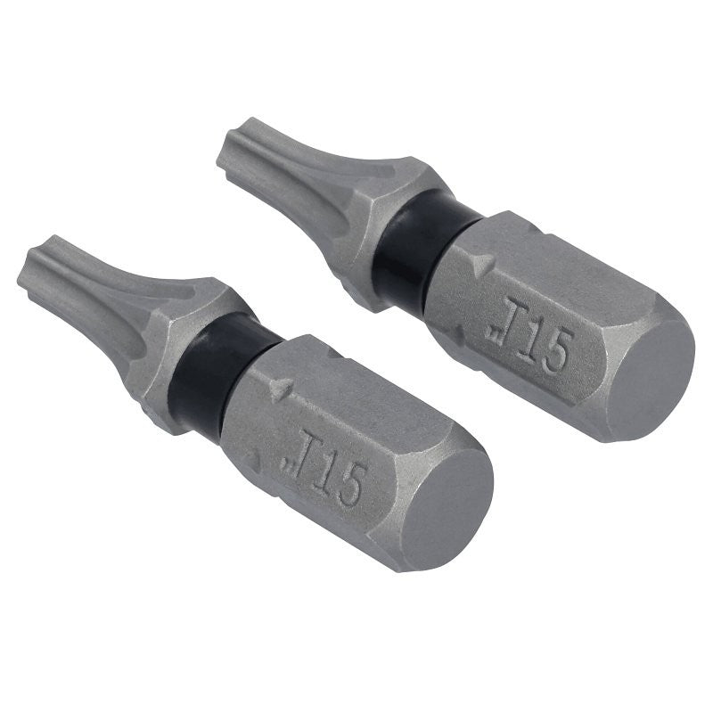 DEWALT TOUGHGRIP DWAF1TX15TG2 Screwdriver Bit, T15 Drive, Torx Drive, 1/4 in Shank, Hex Shank, 1 in L, HCS