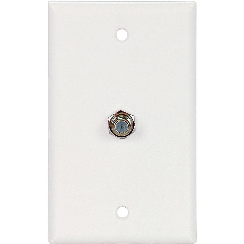 Eaton Cooper Wiring 1172W Wallplate with Coaxial Adapter, 4-1/2 in L, 2-3/4 in W, 1 -Gang, Thermoplastic, White