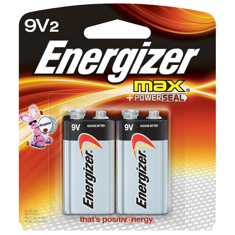 Energizer 522BP-2 Battery, 9 V Battery, 625 mAh, Alkaline, Manganese Dioxide, Zinc, Rechargeable: No, 2/PK