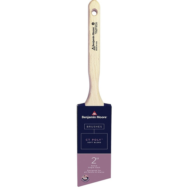 Benjamin Moore U62020-017 Paint Brush, Wood Handle, Soft Brush, CT Polymer Bristle, Angle Sash Handle, 2 in Ferrule