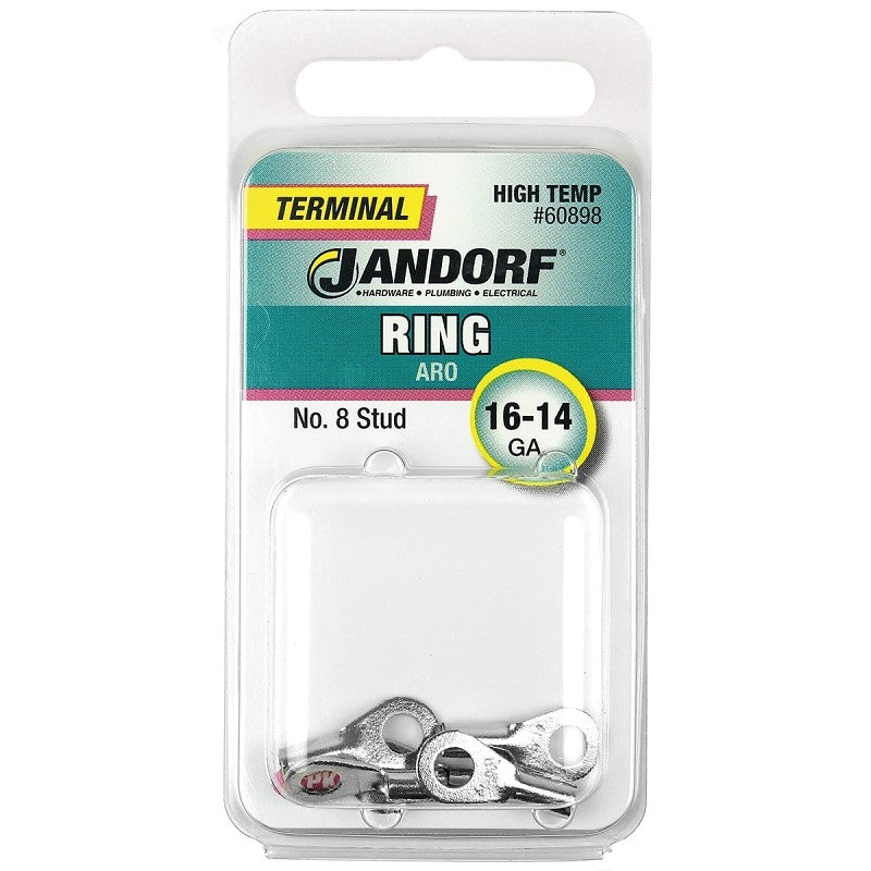 Jandorf 60898 Ring Terminal, 16 to 14 AWG Wire, #8 Stud