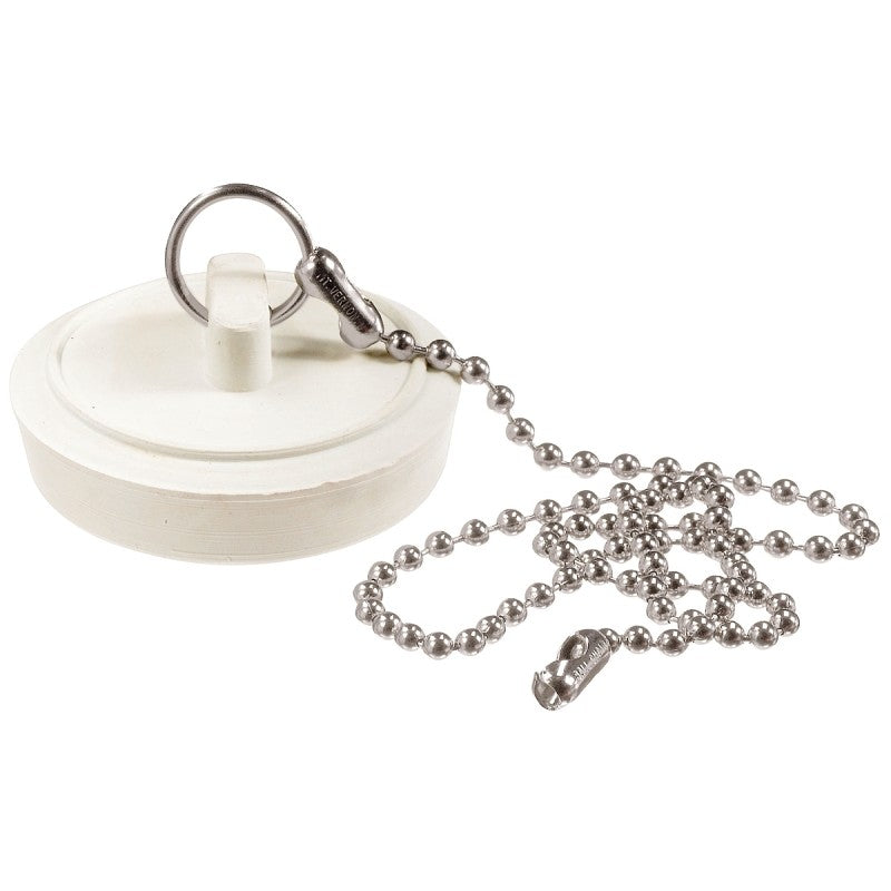 Plumb Pak PP820-7 Drain Stopper with Chain, Rubber, White, For: 1 to 1-3/4 in Sink (Pack of 6)