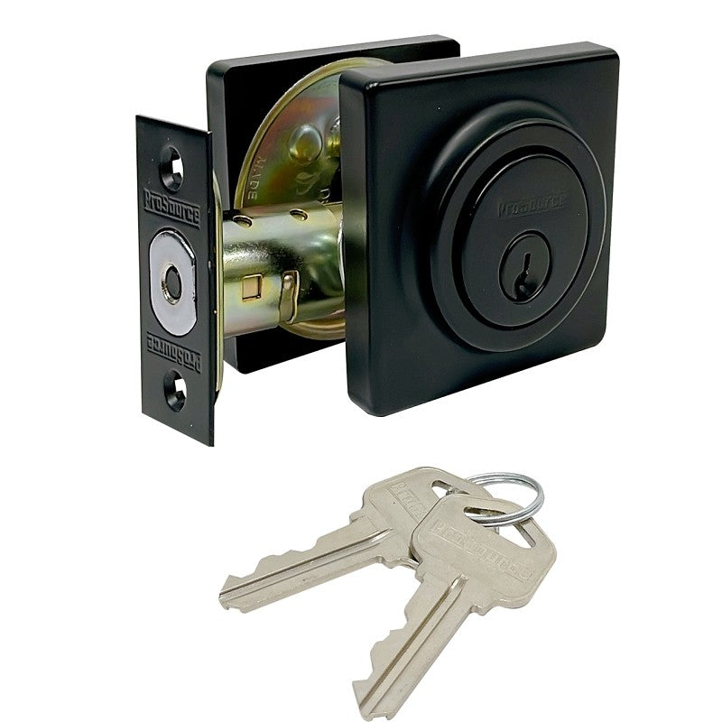 ProSource DD9 Series DD9X92-SP5V24 Deadbolt, 3 Grade, Brass Key , Metal, Matte Black, 2-3/8, 2-3/4 in Backset (Pack of 3)