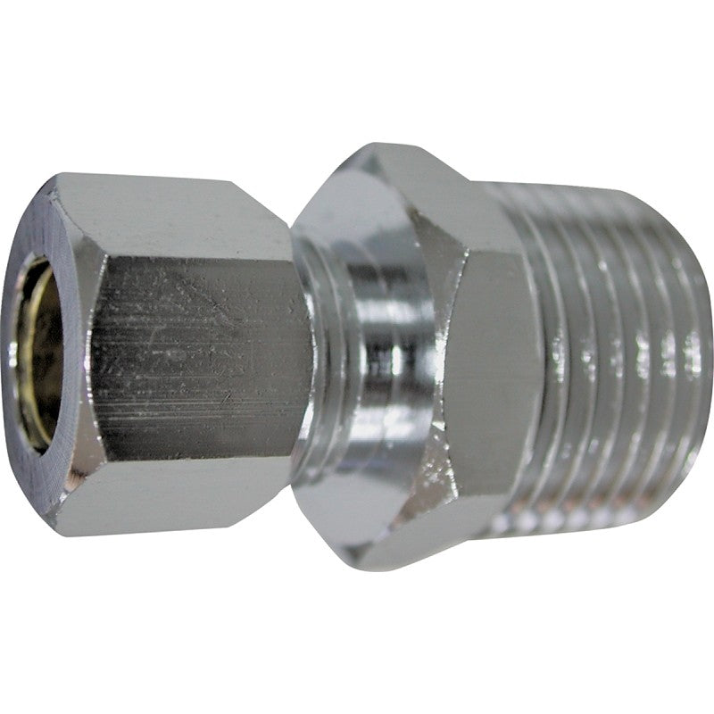 ProSource PMB-260LFB Water Supply Connector, 1/2 x 3/8 in, MIP x Compression, Brass, Chrome