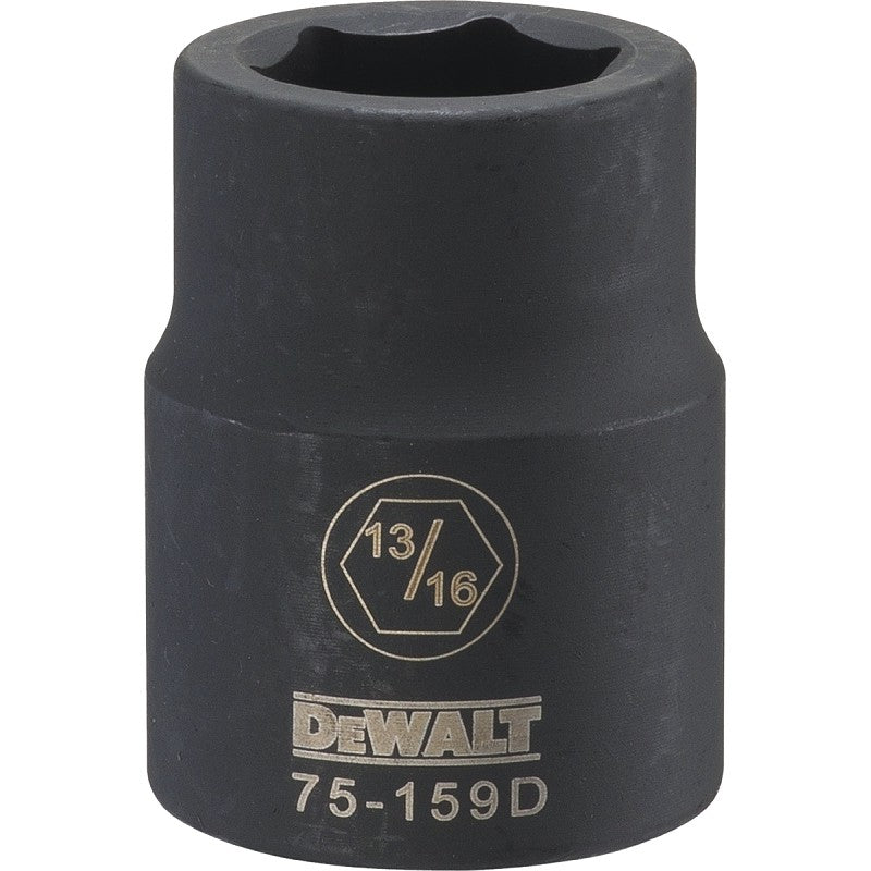 DEWALT DWMT75159OSP Impact Socket, 13/16 in Socket, 23/32 in D Socket, 3/4 in Drive, 6-Point, CR-440 Steel, Black Oxide