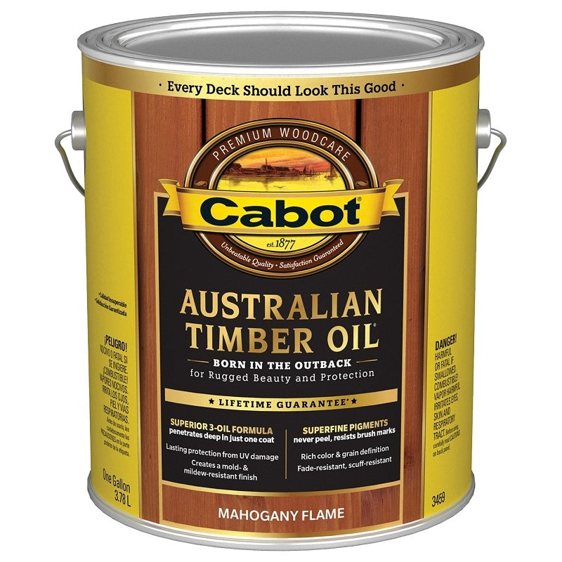 Cabot 140.0003459.007 Australian Timber Oil, Flat, Mahogany Flame, 1 gal (Pack of 4)