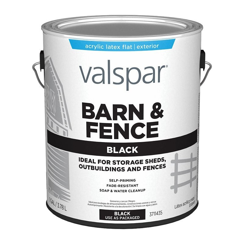 Valspar 3711435 Barn and Fence Paint, Black, 1 gal (Pack of 4)