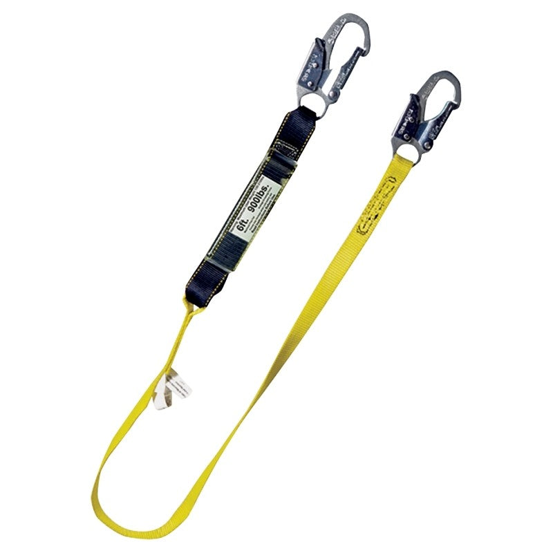 Guardian Fall Protection 01220 External Shock Lanyard, 130 to 310 lb, 6 ft L Line, Nylon/Polyester Line, 1-Leg, Snap