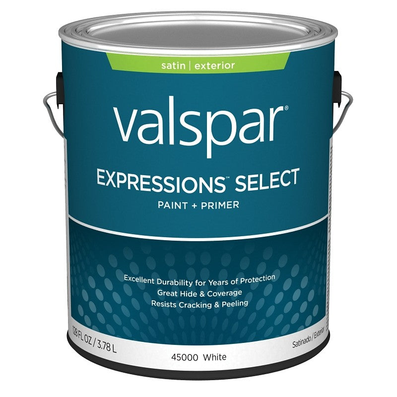 Valspar Expressions Select 4500 028.0045000.007 Latex Paint, Acrylic Base, Satin Sheen, White Base, 1 gal (Pack of 4)