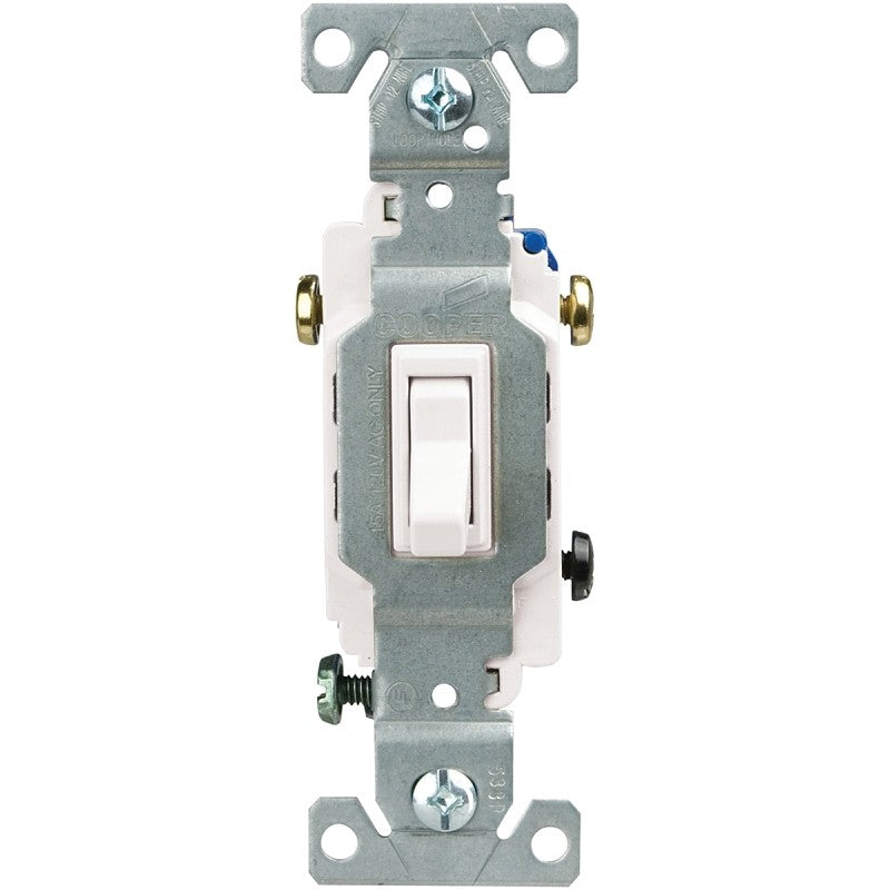 Eaton Wiring Devices 1303-7LTWBOX Toggle Switch, 15 A, 120 V, 3 -Position, Lead Wire Terminal, White