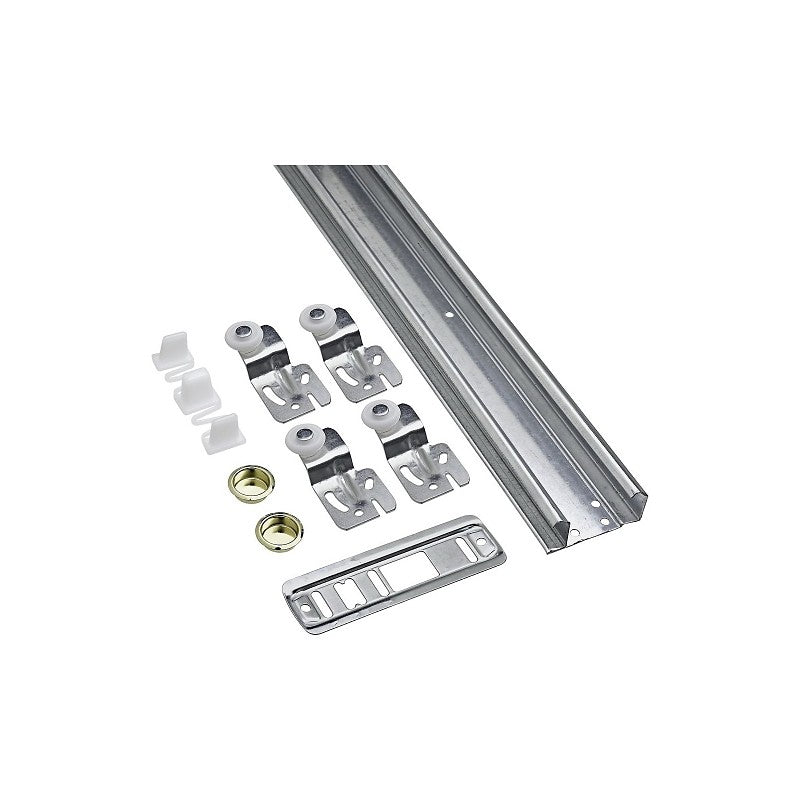 National Hardware N343-111 By-Passing Door Hardware, 48 in L Dimensions, Nylon/Steel, 3/4 to 1-3/8 in Thick Door