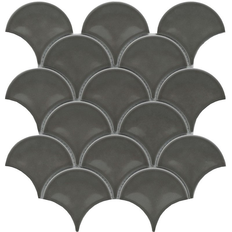 Emser Tile Reward Series F27REWAGR1011MFN Porcelain Mosaic Tile, 11 in L Tile, 10 in W Tile, Pressed Edge, Fan Pattern
